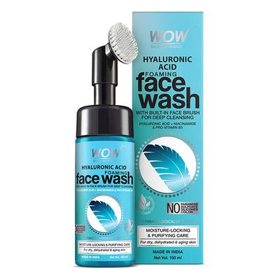 WOW Skin Science Hyaluronic Acid Foaming Face Wash - with Built-In Brush 150 ml - Face Washes
