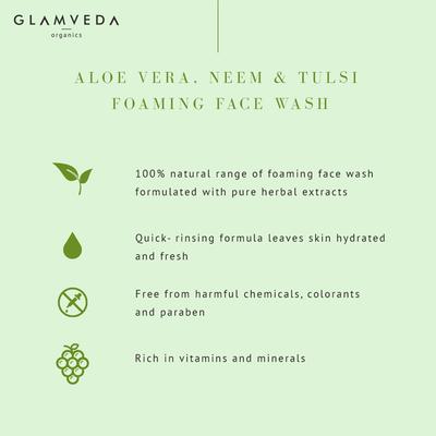 Glamveda Aloevera Neem Ayurvedic Foaming Face Wash 150 ml - Face Washes