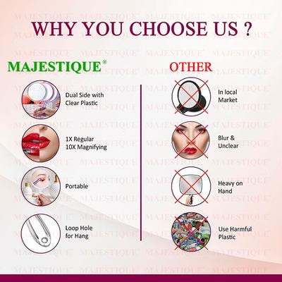 Majestique Dual Side Large Handheld Mirror, 1X/10X Magnifying Mirror - Multicolor 1's - Mirror