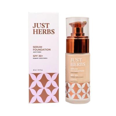 Just Herbs Serum Foundation Dewy Finish Spf 30+ Rosehip + Ricestarch, 01 Vanilla 30ml - Foundation