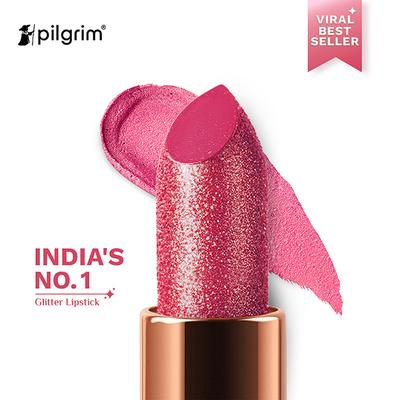Pilgrim Glitter Lipstick My Habibi-07 Luxurious 3-D Glitter Formula With Matte Finish pink 4.2 g - Lipsticks