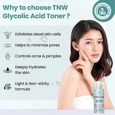 TNW The Natural Wash Glycolic Acid Toner For Exfoliating Dead Skin Cells With Aloe Vera Extract And Citric Acid Suitable For All Skin Types 100 ml - Toners
