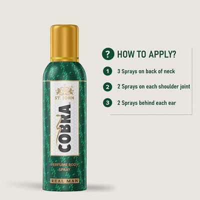 St. John Cobra Real Man Body Spray - Pack of 4 x 100 ml - Men Deodorants/Roll-Ons