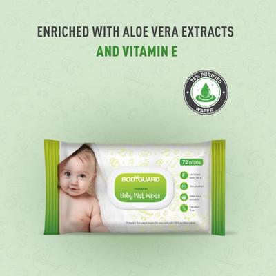 BodyGuard Premium Baby Wet Wipes with Aloe Vera Extract 72's - Diapers & Wipes