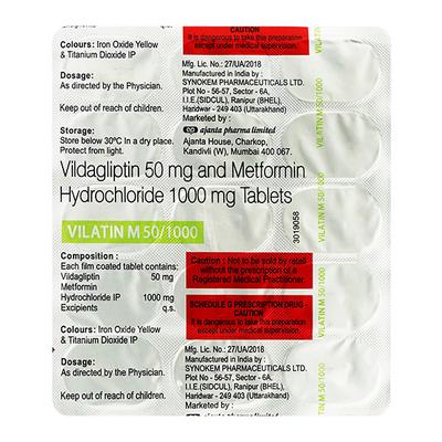 VILATIN M 1000mg Tablet 15's - Diabetes-Ant