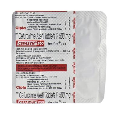 Cefasyn 500mg Tablet 4'S - Bacterial Infections-Cep