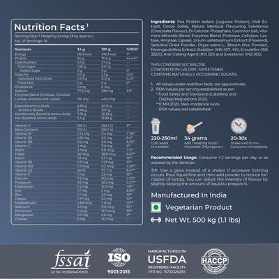 Nutrabay Wellness Vegan Plant Protein + Superfoods - Rich Chocolate 500 gm - Whey Proteins