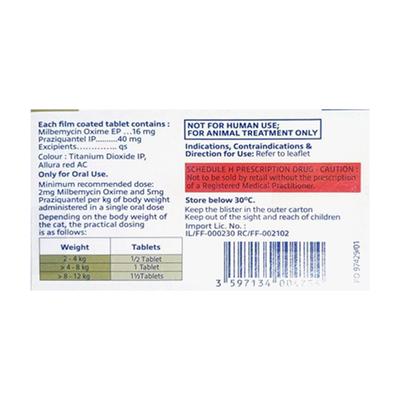 MILPRO (VET) (ABOVE 2 KG) DEWORMER FOR CAT Tablet 4's - Veterinary-Pharma