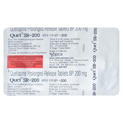 Quel SR 200mg Tablet 10'S - Schizophrenia-Aps