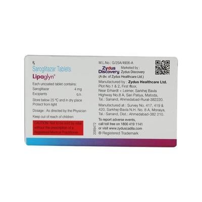 Lipaglyn 4mg Tablet 10'S - Diabetes-Ant