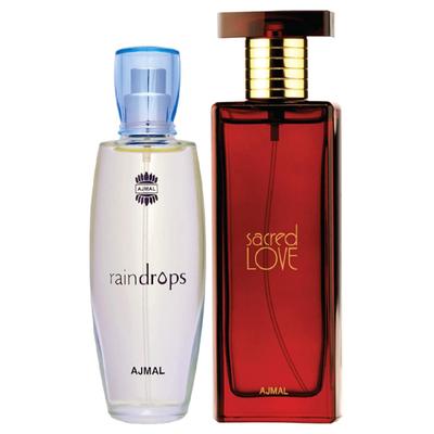 Ajmal Sacred Love EDP Floral Musky Perfume And Raindrops EDP Floral Chypre Perfume 100 ml - Women Perfumes (Edt/Edp)