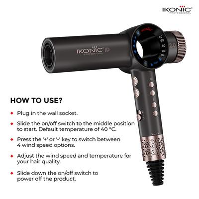 Ikonic Professional Hair Dryer Id 2.0 - Grey And Rose Gold 1's - Hair Dryers