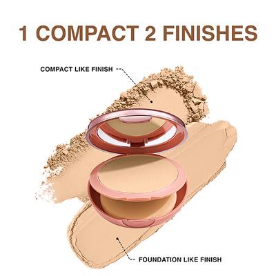 Lakme 9to5 Unreal Dual Cover Pressed Powder, 2 In 1 Compact + Foundation, 16 Sand, 9 gm - Compact Powder