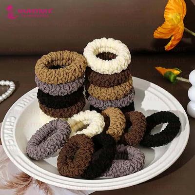 Majestique Soft Cotton Stretchable Rubber Band Hair Ties Ponytail Holder Hair Scrunchies Head Band - Multicolor 12's - Hair Clips/Bands