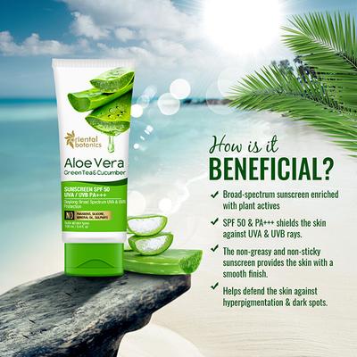 Oriental Botanics Aloe Vera, Green Tea & Cucumber SPF 50 Sunscreen Cream 100 ml - Face Sunscreen