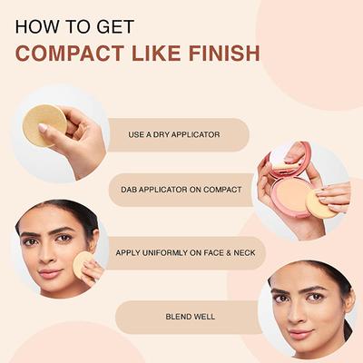 Lakme 9to5 Unreal Dual Cover Pressed Powder, 2 In 1 Compact + Foundation, 24 Beige, 9 gm - Compact Powder