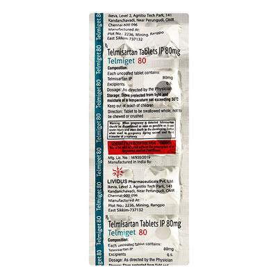 Telmiget 80mg Tablet 10'S - Hypertension-Ang