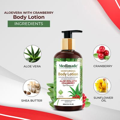 Medimade Aloevera With Cranberry Moisturizing Body Lotion 300 ml - Lotions & Creams