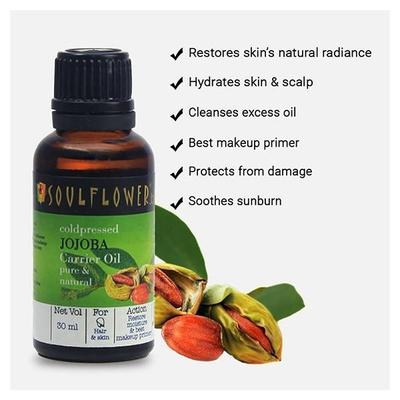 Soulflower Coldpressed Carrier Oil - Jojoba 30 ml - Hair Oils