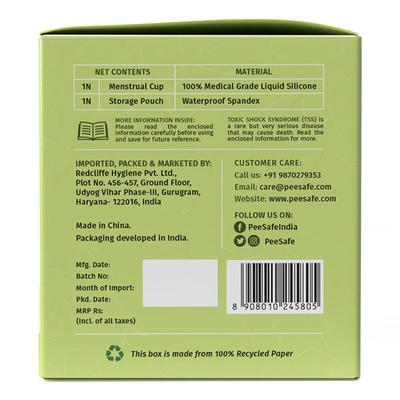 Pee Safe Reusable Menstrual Cup with Medical Grade Silcone for Women - Large 1's - Menstrual Cups