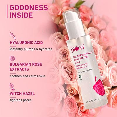 Plum Bulgarian Valley Rose Water Toner, Hyaluronic Acid and Rose Extracts, for all Skin Types 150 ml - Toners