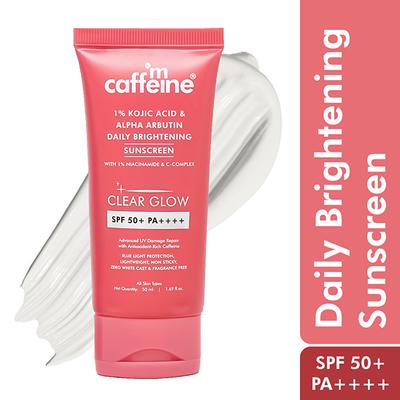 Mcaffeine Clear Glow 1% Kojic Acid and Alpha Arbutin Brightening Sunscreen SPF 50 PA++++ 50 ml - Body Sunscreen