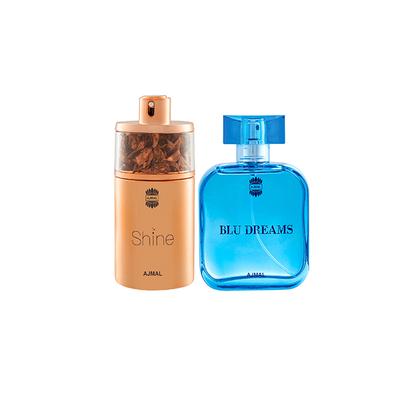 Ajmal Shine EDP Floral Powdery Perfume And Blu Dreams EDP Citurs Fruity Perfume 175 ml - Perfumes (Edt/Edp)