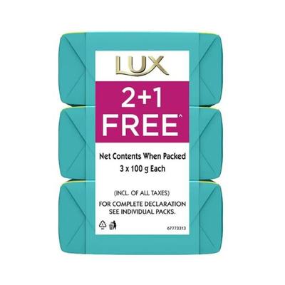 LUX Fresh Splash Water Lily & Cooling Mint Soap Bar (Pack of 3) with Save Rs. 6/- 300 gm - Soaps