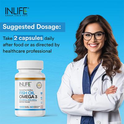 INLIFE Omega 3 Fish Oil 1000 mg Capsules 60's - Omega Fish Oil Fatty Acids