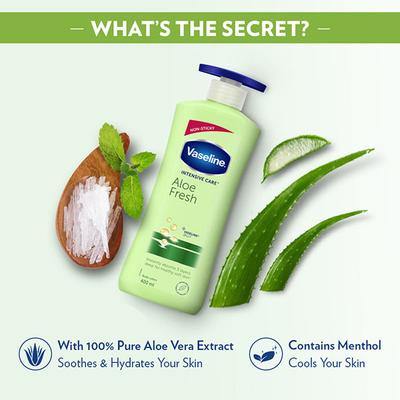 Vaseline Intensive Care Aloe Fresh Body Lotion Daily Moisturizer for Dry Skin 400 ml - Lotions & Creams