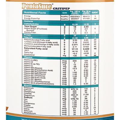 PentaSure Criti Peptide 100% Diet Powde - Creamy Vanilla Flavour 400 g - Protein Drink