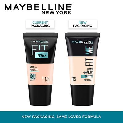 Maybelline New York Fit Me Matte+Poreless Liquid Foundation Tube, 115 Ivory 18 ml - Foundation