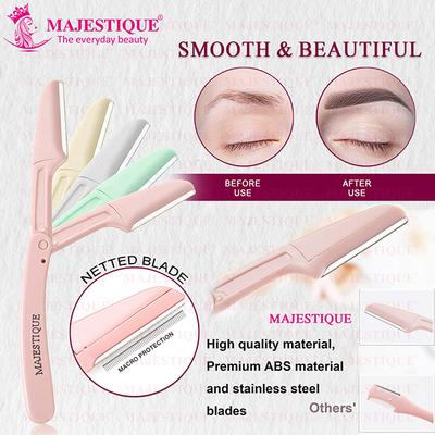 Majestique Foldable and Reusable Facial Hair Razor for Face, Eyebrows, Upper Lip - Multicolor 1's - Cleansing Brushes