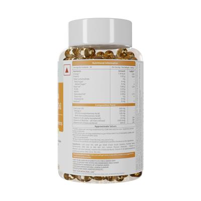 Neuherbs Deep Sea Cod Liver Oil Softgels - Lemon Flavour 100's - Omega Fish Oil Fatty Acids