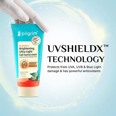 Pilgrim 5% Vitamin C Brightening Ultra Light Gel Sunscreen SPF 60 PA+++ with Australian Kakadu Plum 45 ml - Face Sunscreen