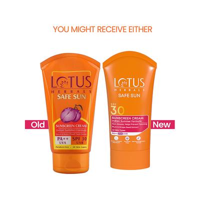 Lotus Herbals Safe Sun Sun Block Cream Pa++ Spf-30 100 Gm - Face Sunscreen