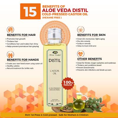 Aloe Veda Distil Cold Pressed Castor Oil (Hexane Free) 200 ml - Massage Oils