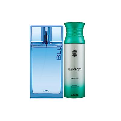 Ajmal Blu EDP Aquatic Woody Perfume And Raindrops Femme Deodorant Floral Chypre Fragrance 290 ml - Perfumes (Edt/Edp)