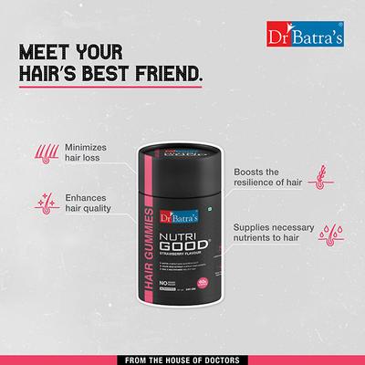 Dr Batras Nutrigood Biotin Hair Gummies for Strong & Healthy Hair With Grape Seed Extract, Vitamins & Zinc for Nourishment & Protection - 60 Gummies 1's - Hair & Skin