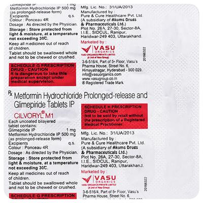 CILVORYL M 1/500mg Tablet 15's - Diabetes-Ant