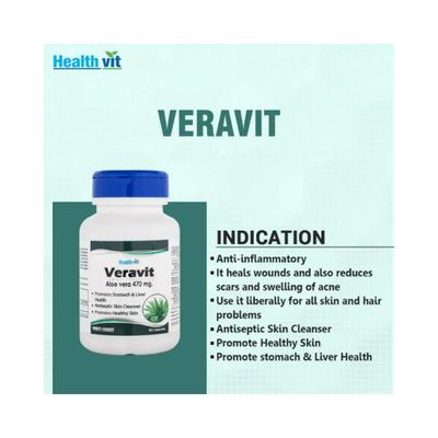 Healthvit Veravit Aloe Vera 470MG- Capsules 60's - Herbal Dietary Supplement