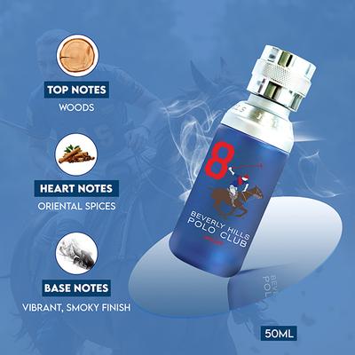 Beverly Hills Polo Club Sports No.8 Eau De Toilette For Men 50 ml - Men Perfumes (Edt/Edp)