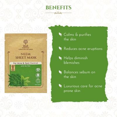 Khadi Essentials Ayurvedic Tea Tree Serum Sheet Mask For Spot Removal & Hydrated Skin (Pack of 3) 100 gm - Sheet Masks