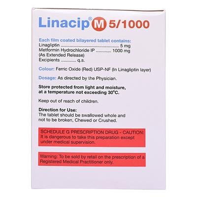 LINACIP M 5/1000 Tablet 15's - Diabetes-Ant