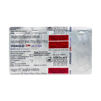 VIDAGLO DM 100/10/1000 Tablet 10's - Diabetes-Ant