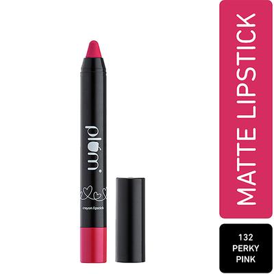 Plum Twist & Go Matte Lipstick Ceramides + Hyaluronic Acid Airbrushed Finish Long Lasting 100% Vegan & Cruelty-Free Perky Pink - 132 (Fuchsia Pink) 1.8 gm - Lip Crayons