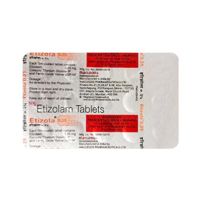 ETIZOLA 0.25 Tablet 15's - Anxiety-Anx