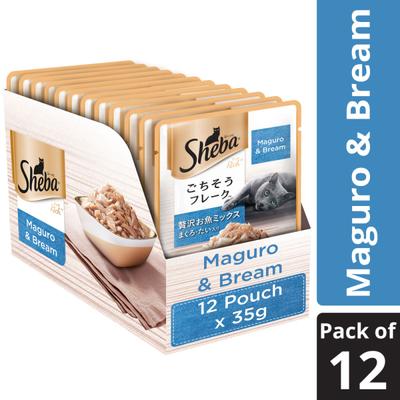 Sheba Feast of Flakes for Cats - Sheba Fish Mix Maguro & Bream (Pack of 35 gm x 12) 1's - Petfood