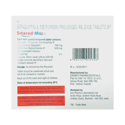 SITARED M XR 100/500 Tablet 15's - Diabetes-Ant