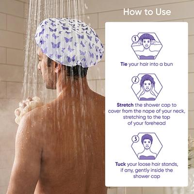 Vega Premium Shower Cap For Women, Waterproof Reusable Bath Cap, Set Of 2 (Sc-02) - Shower Cap